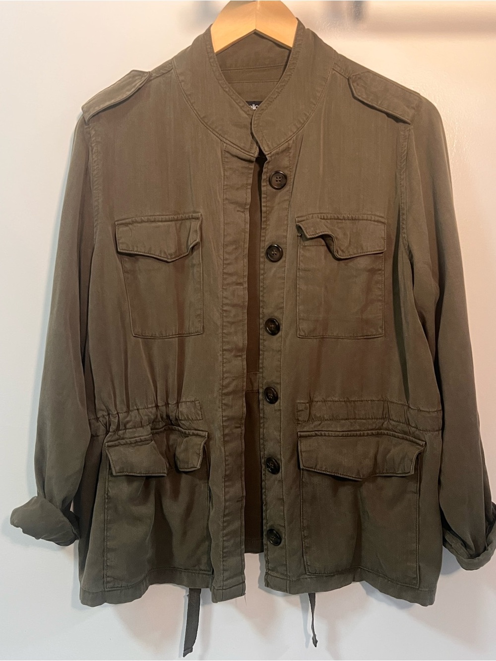ellos Olive Utility Field Jacket with Button Front